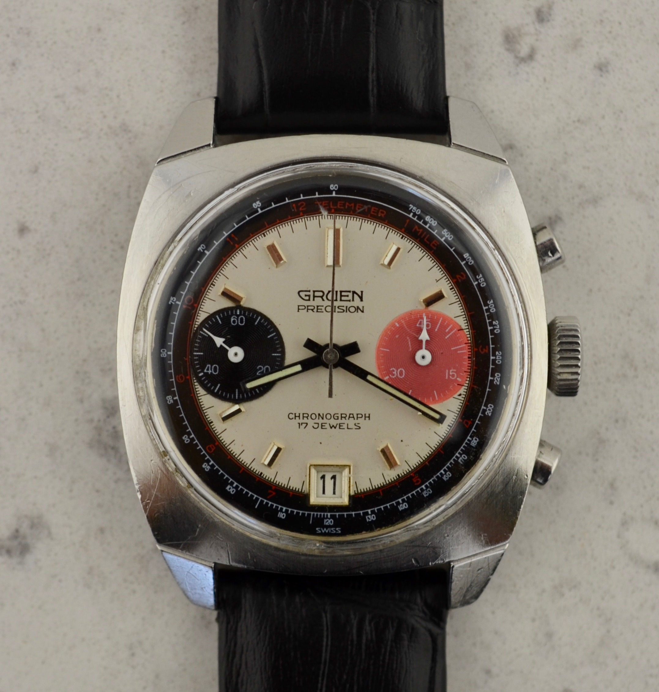 Gruen Precision Chronograph, ref. 770CA, in stainless steel