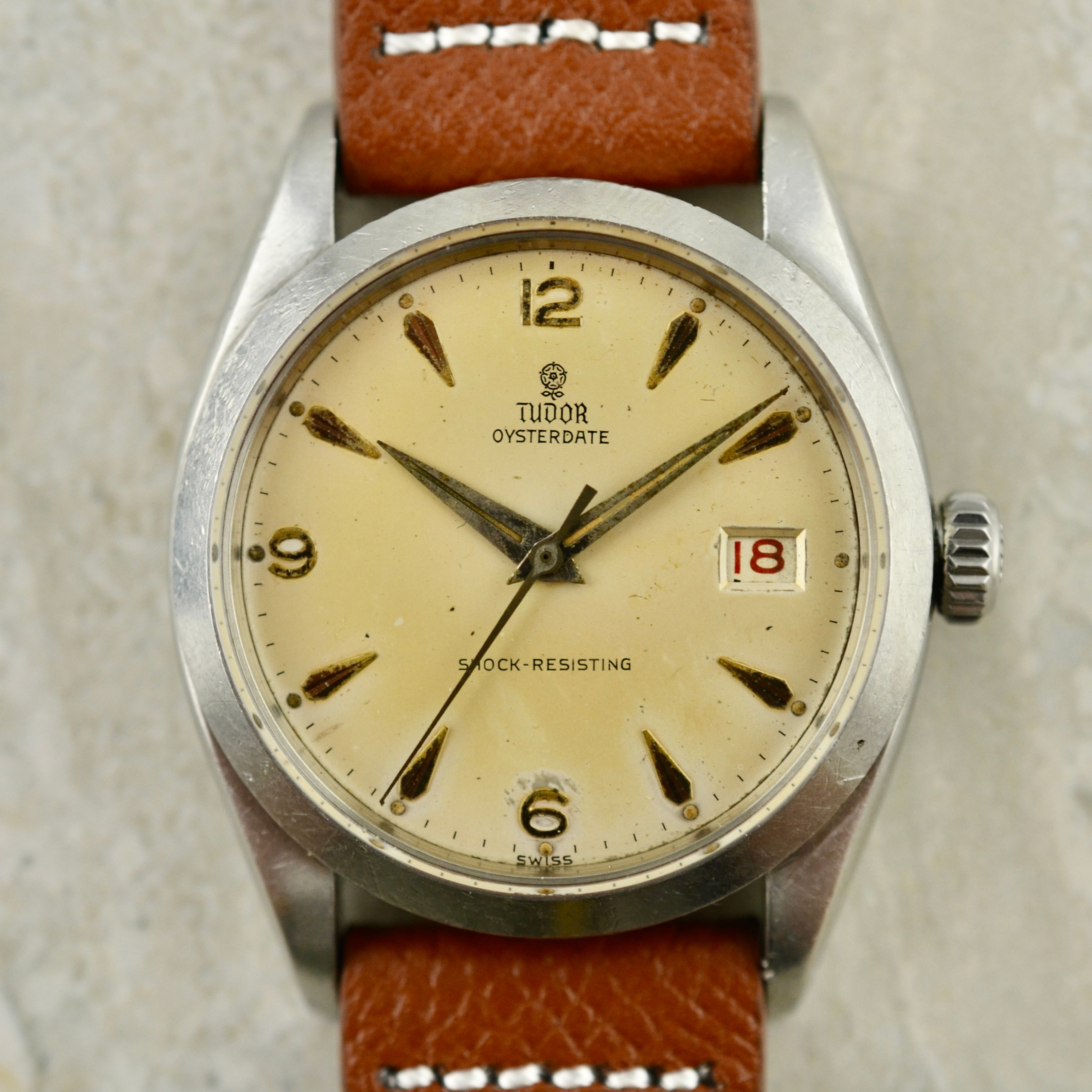Tudor Oysterdate by Rolex ref. 7939, roulette date wheel, in steel