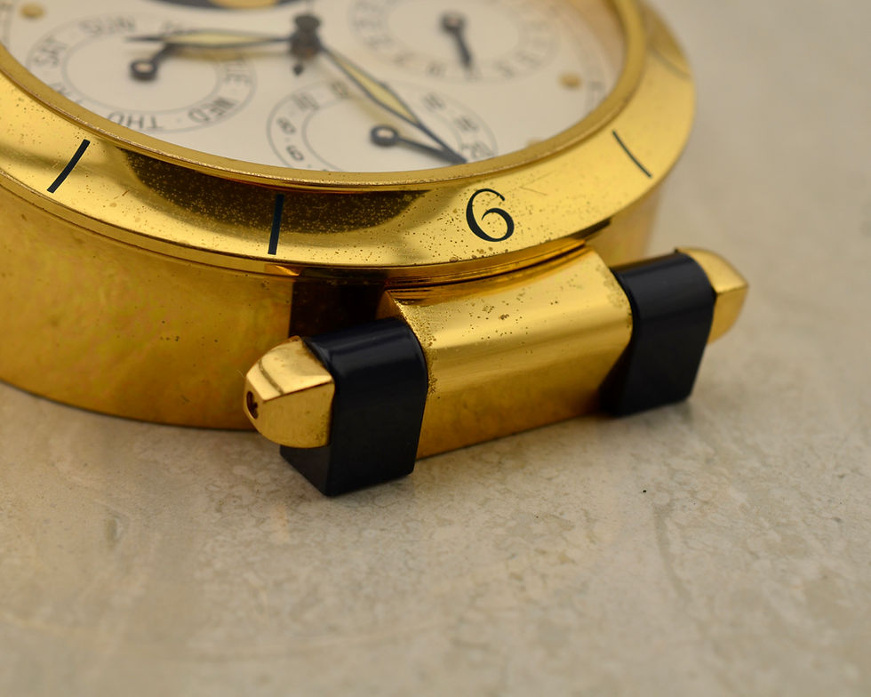 Thumbnail: Cartier Pasha Perpetual calendar Moon phase desk clock, ref. 8913