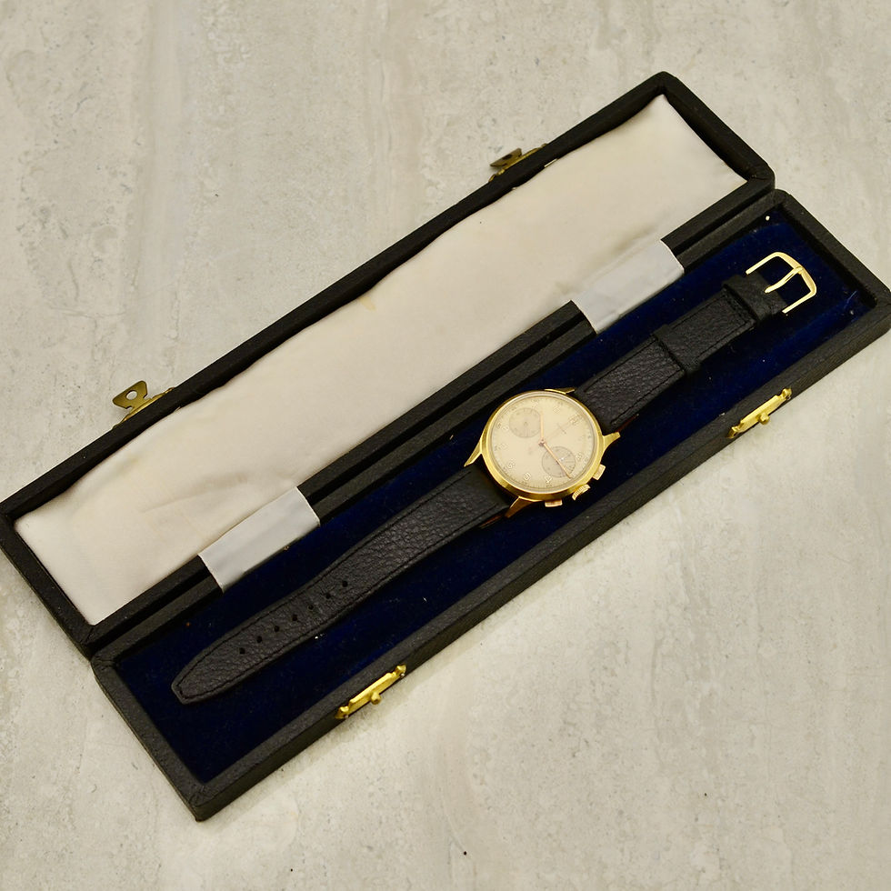 Thumbnail: Türler Two-Register Chronograph, Landeron 47, in 18k yellow gold