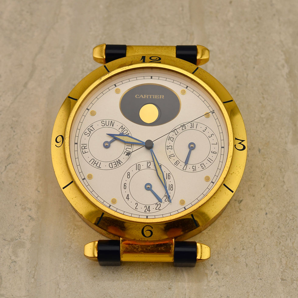 Thumbnail: Cartier Pasha Perpetual calendar Moon phase desk clock, ref. 8913