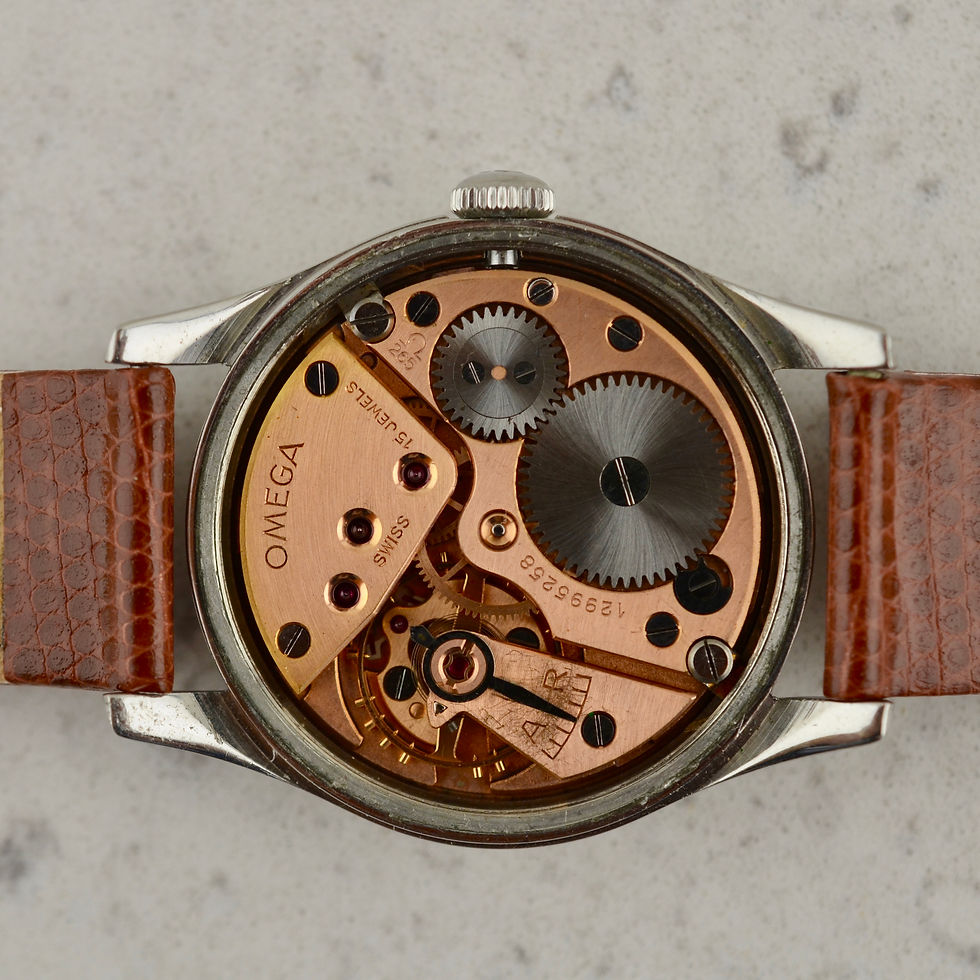 Thumbnail: Omega ref. 2639-7 large dress wristwatch, in stainless steel.