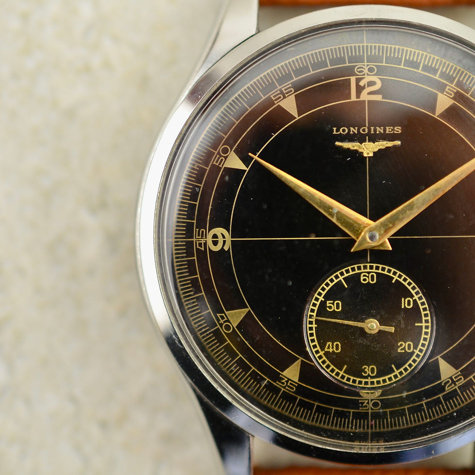Thumbnail: Longines Jumbo Calatrava, black sector dial ref. 6334 in steel