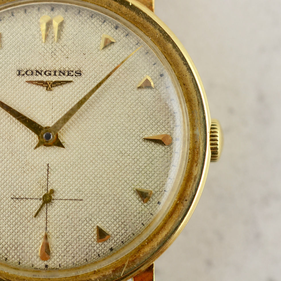 Thumbnail: Longines Calatrava, honeycomb dial, ref. 6251 in 14k yellow gold