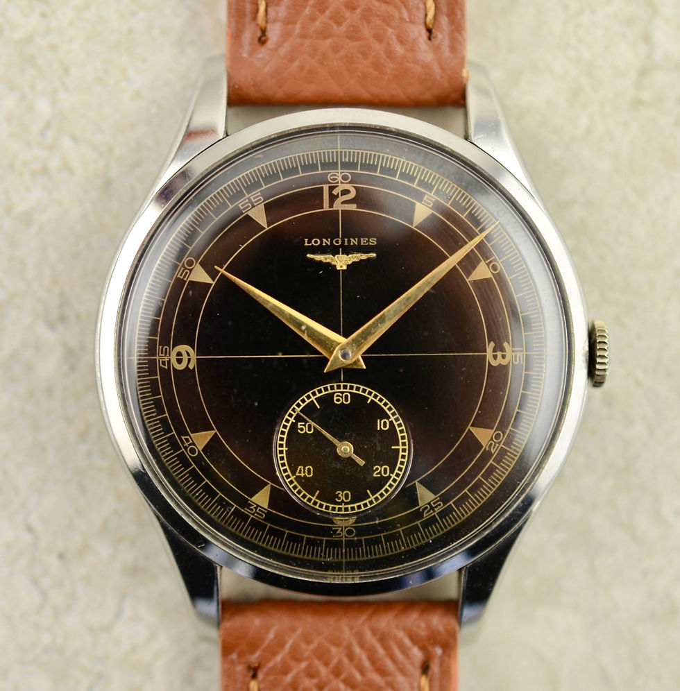 Thumbnail: Longines Jumbo Calatrava, black sector dial ref. 6334 in steel