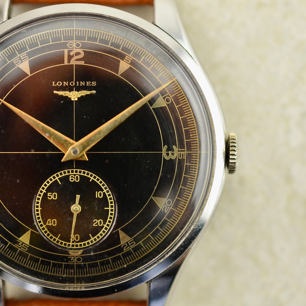 Thumbnail: Longines Jumbo Calatrava, black sector dial ref. 6334 in steel