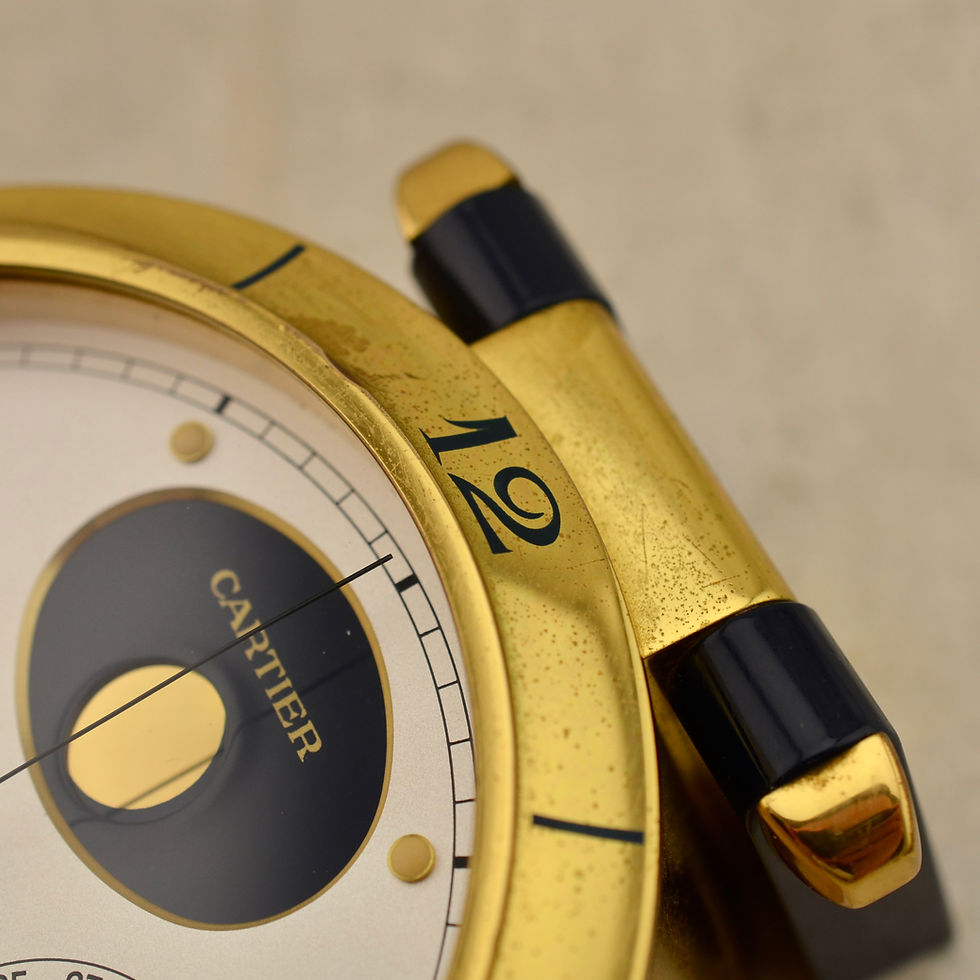 Thumbnail: Cartier Pasha Perpetual calendar Moon phase desk clock, ref. 8913