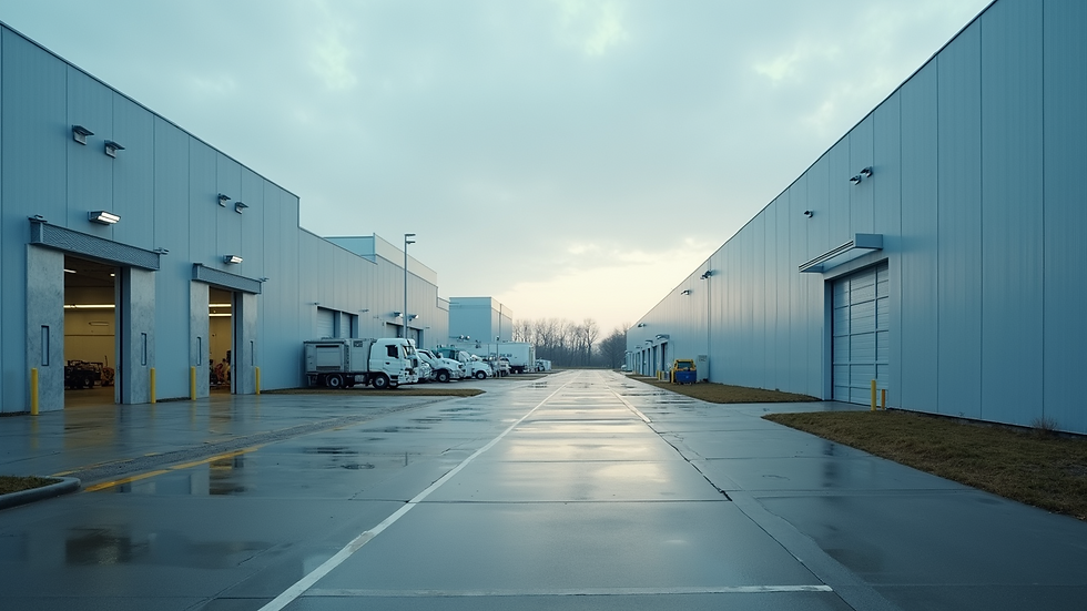 Wide angle view of a testing facility exterior