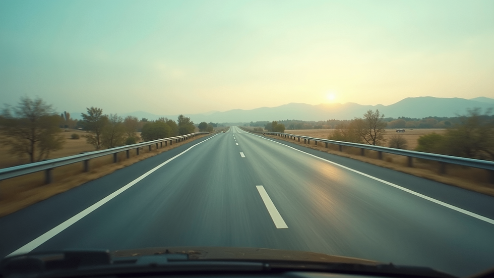 Wide angle view of an open highway