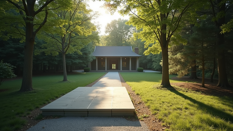 High-angle view of a tranquil outdoor space surrounded by trees