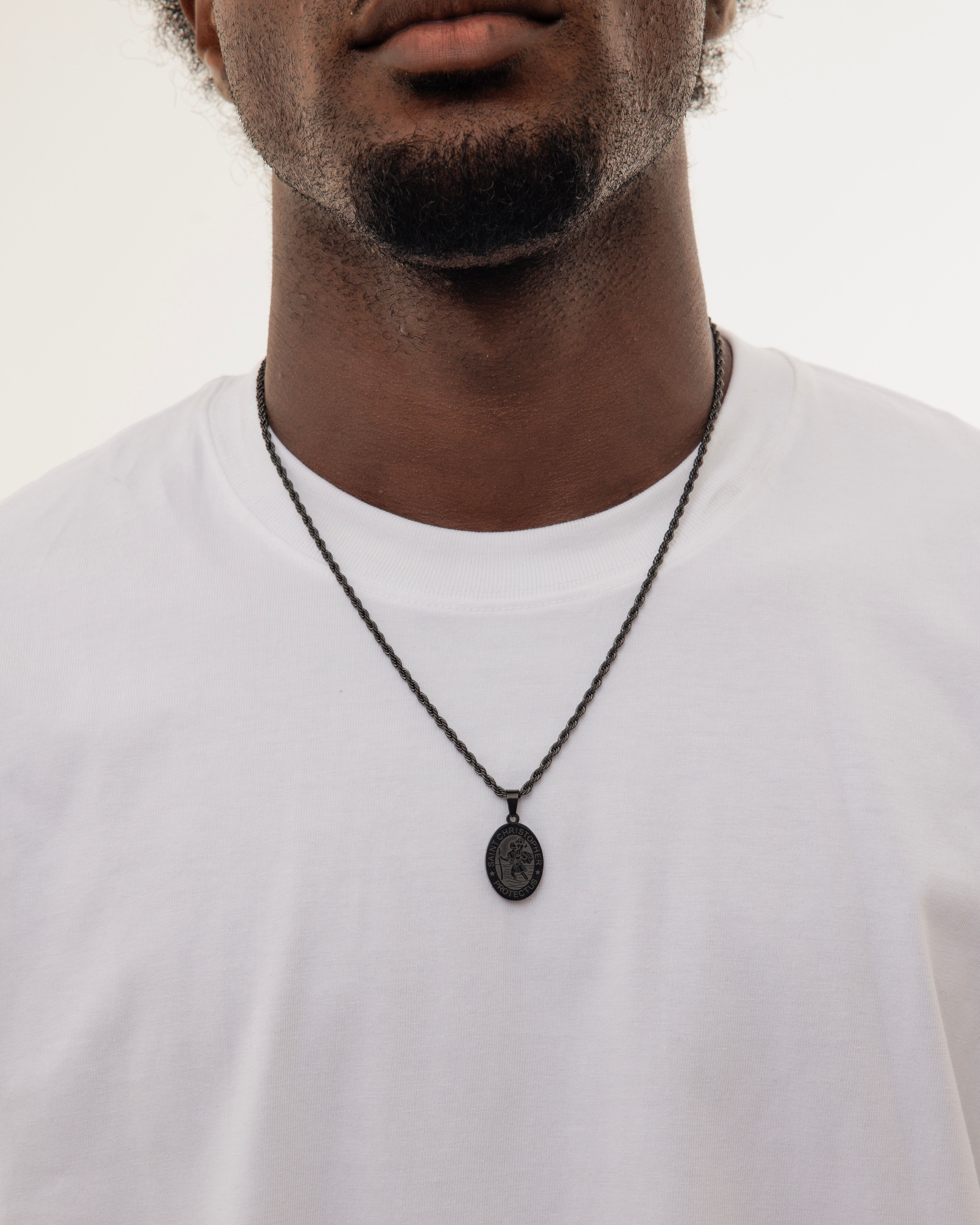 ST. CHRISTOPHER NECKLACE IN BLACK TONE