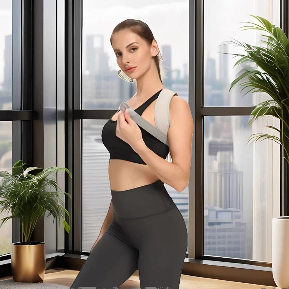 Thumbnail: Adjustable Posture Corrector Belt Upper Back Clavicle Spine Support Neck Brace f