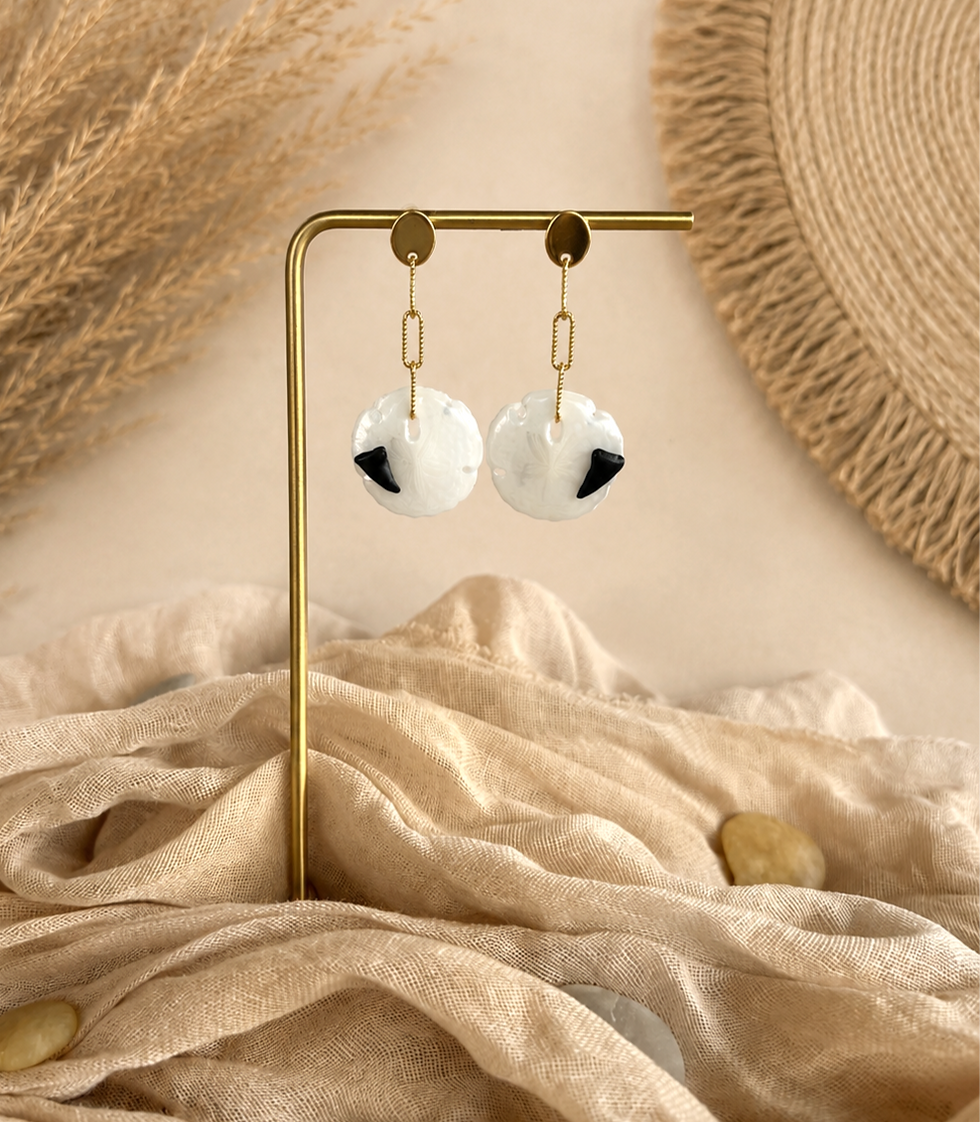 The Marlowe Sand Dollar Shark Teeth Earrings