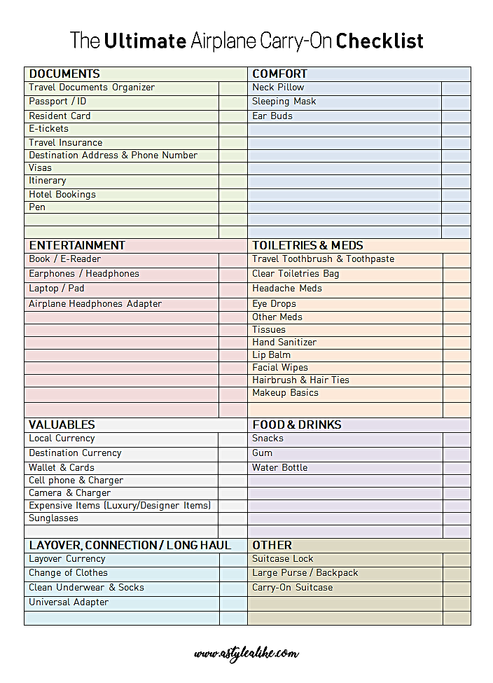 the ultimate airplane carry on checklist a style alike life and