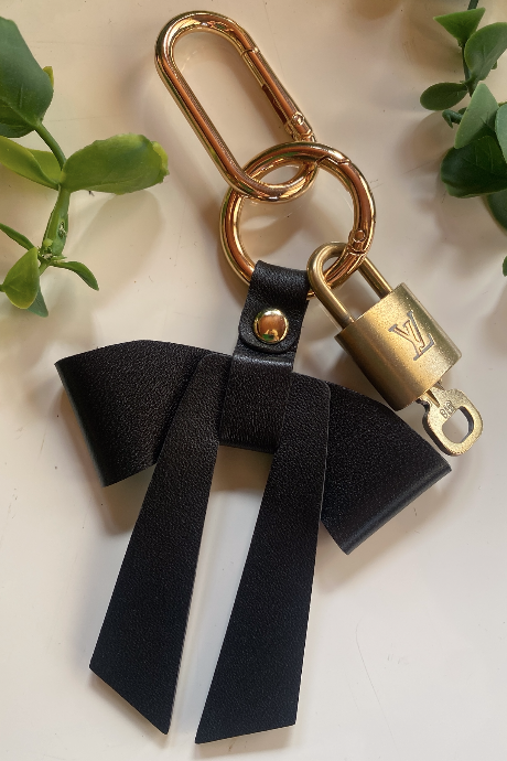Upcycled LV Lock Bow Keychain