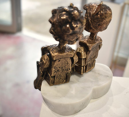 Sculpture bronze Anne H Pinocchio et Poupette