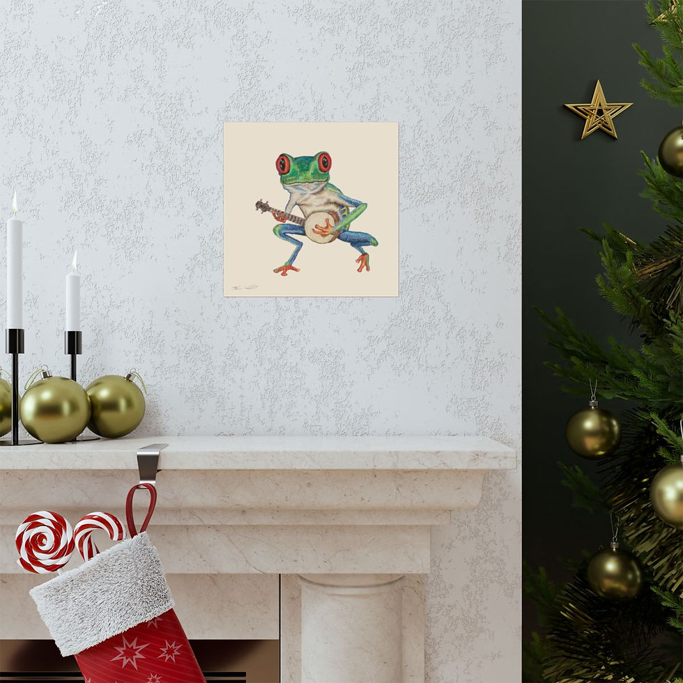 Thumbnail: Banjo playing Red-Eyed Tree Frog Original Art!