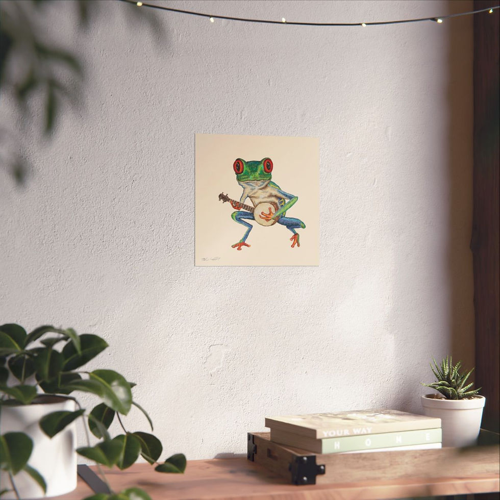 Thumbnail: Banjo playing Red-Eyed Tree Frog Original Art!