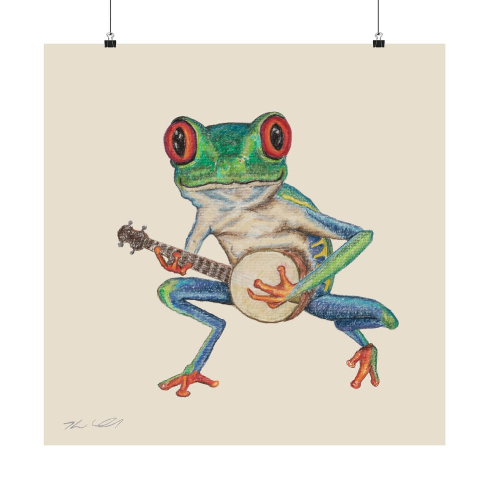 Thumbnail: Banjo playing Red-Eyed Tree Frog Original Art!
