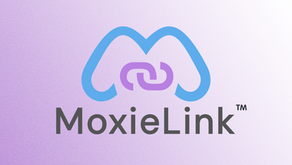 Logo featuring "MoxieLink" text below a blue and purple link symbol, set against a gradient purple background.