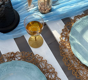 שולחן פיקניק מעוצב כחול לבן