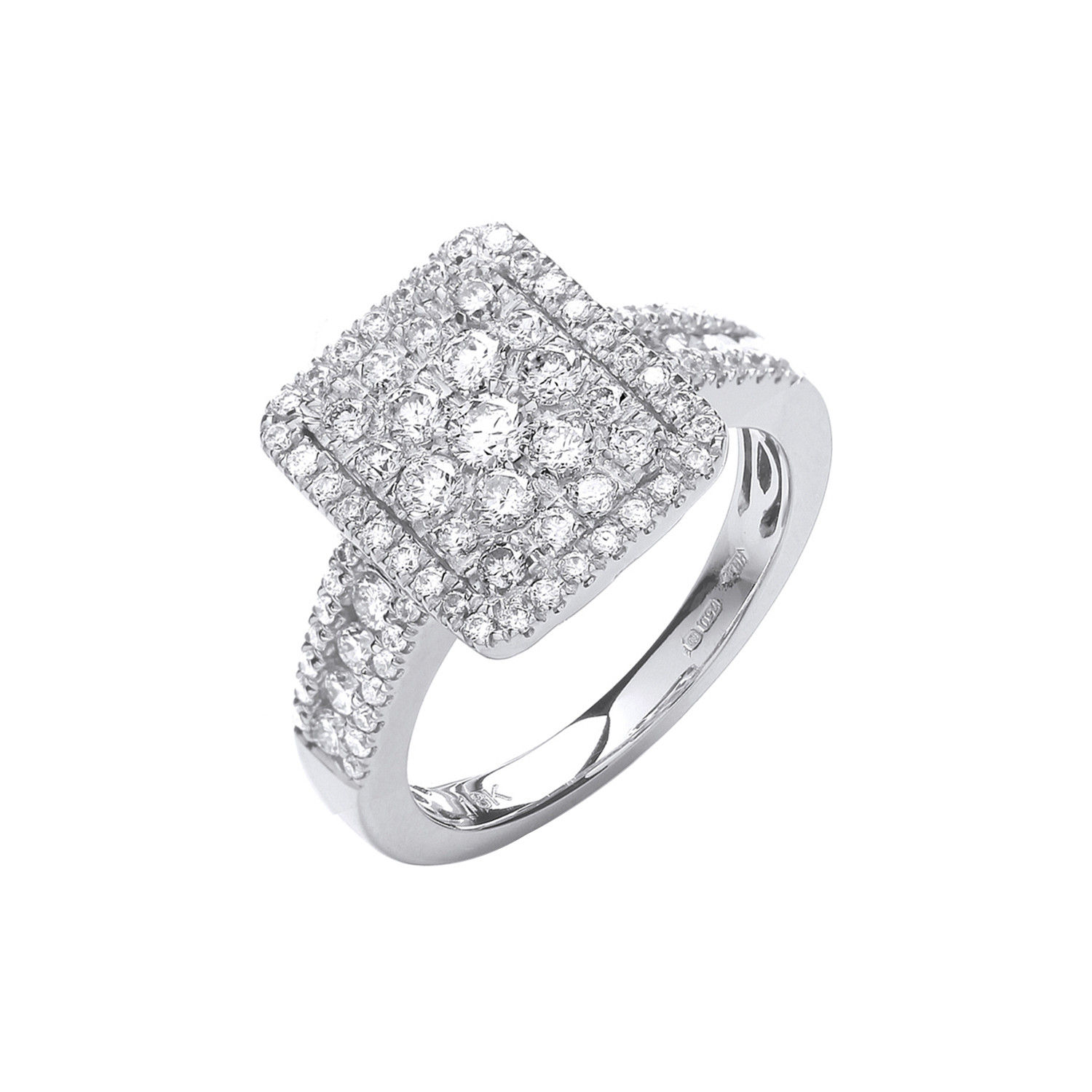 18ct White Gold 1.00ct Diamond Dress Ring P