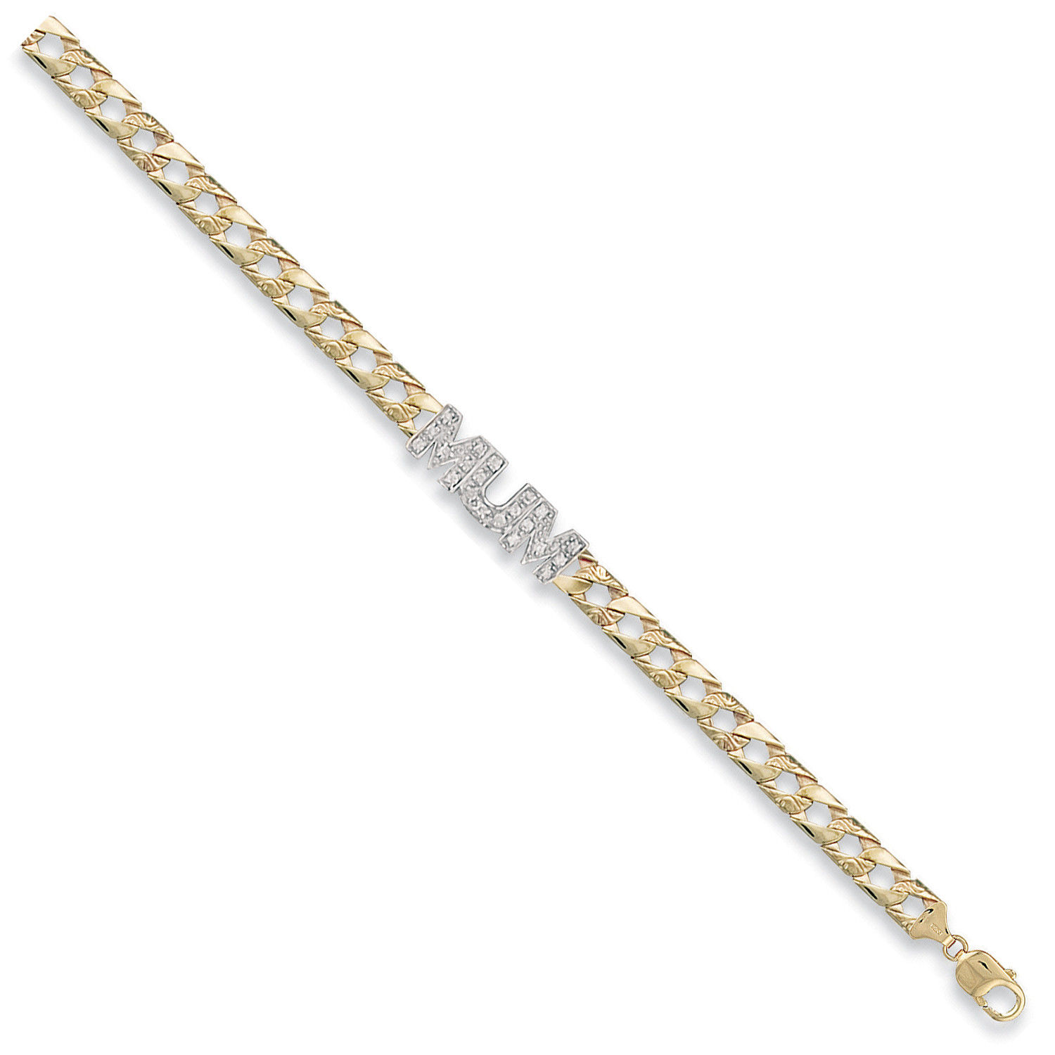 Yellow Gold Casted Cz Mum Bracelet
