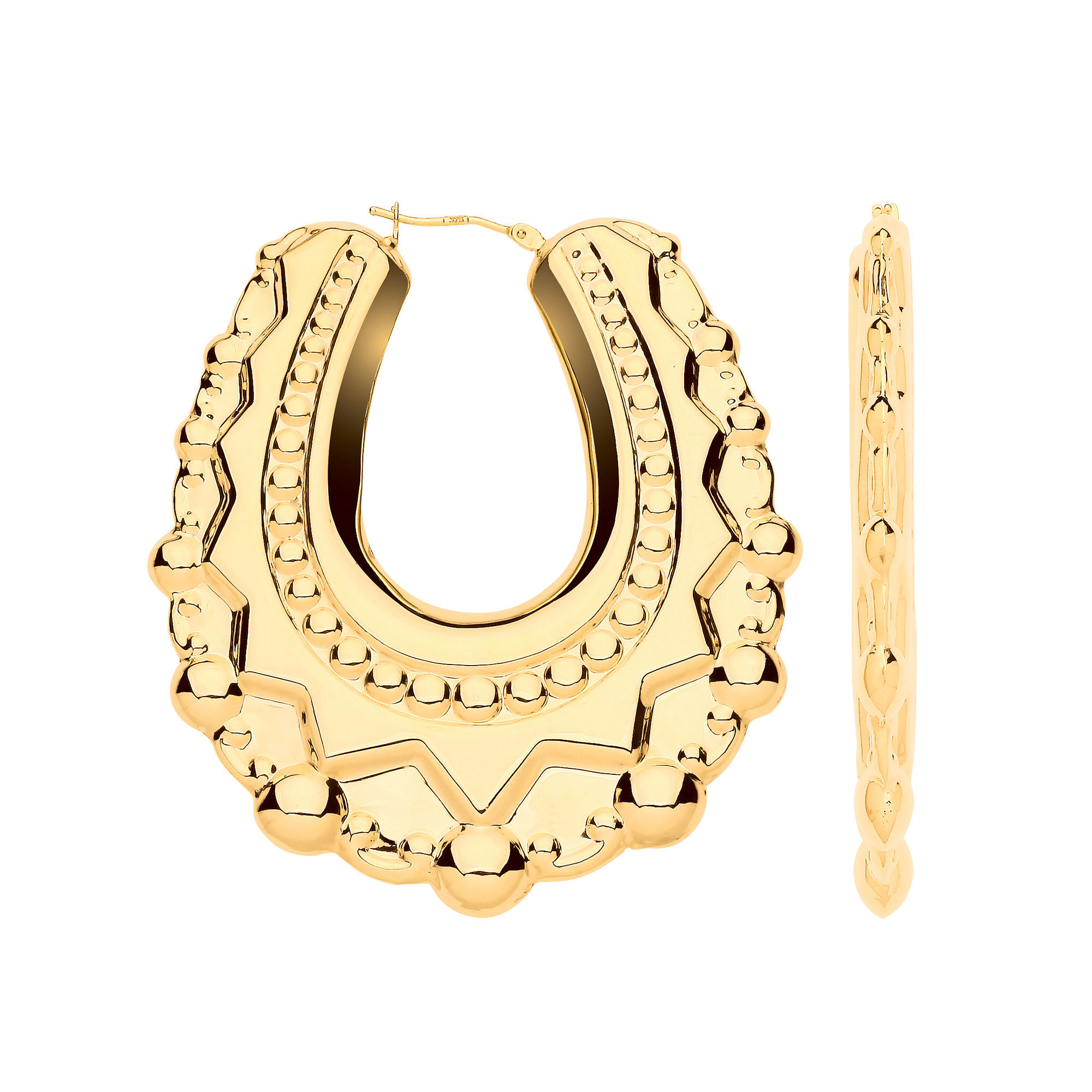 Yellow Gold Extra Large Oval Traditional Creoles Earrings
