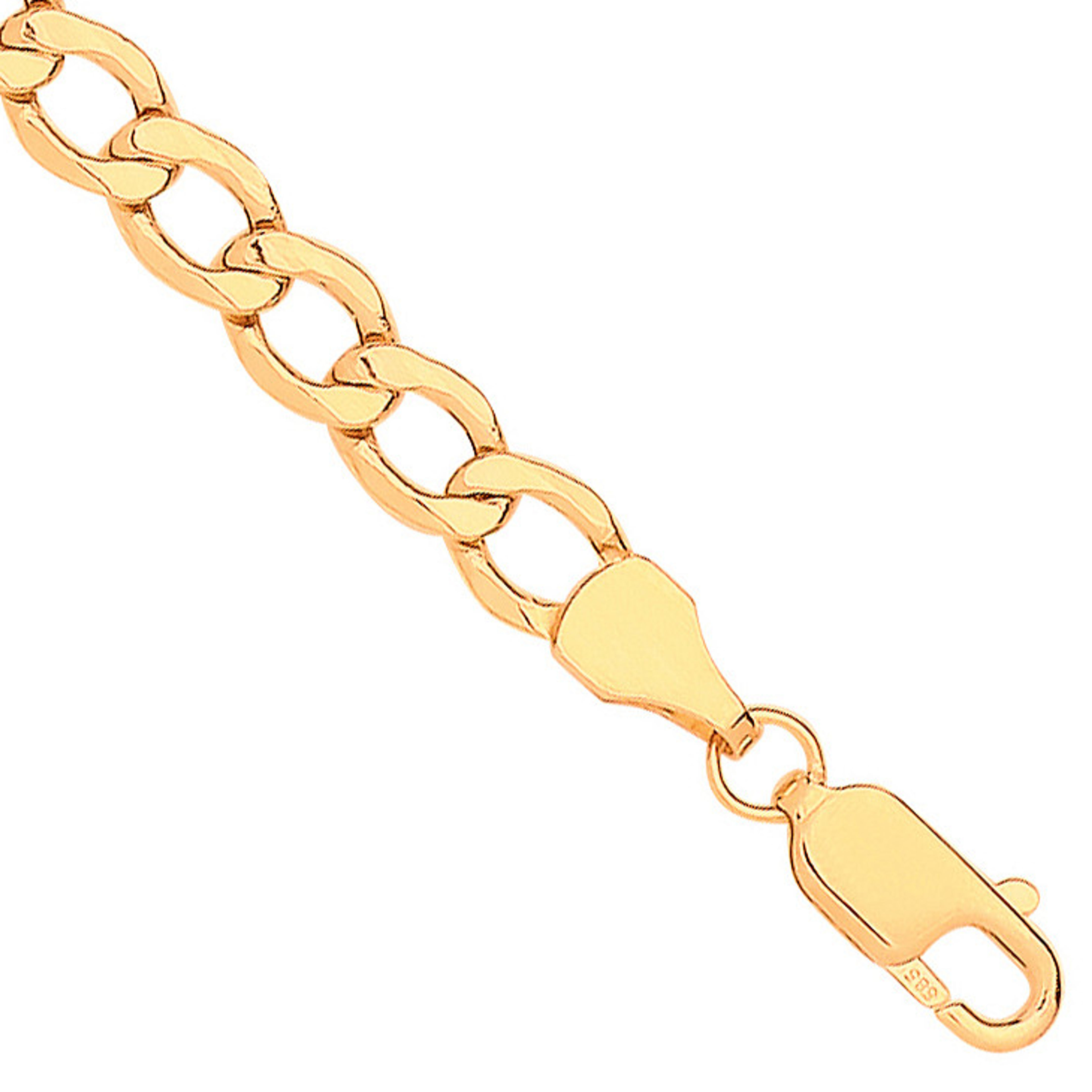 14ct Yellow Gold Hollow Beveled Curb 5.0mm Chain