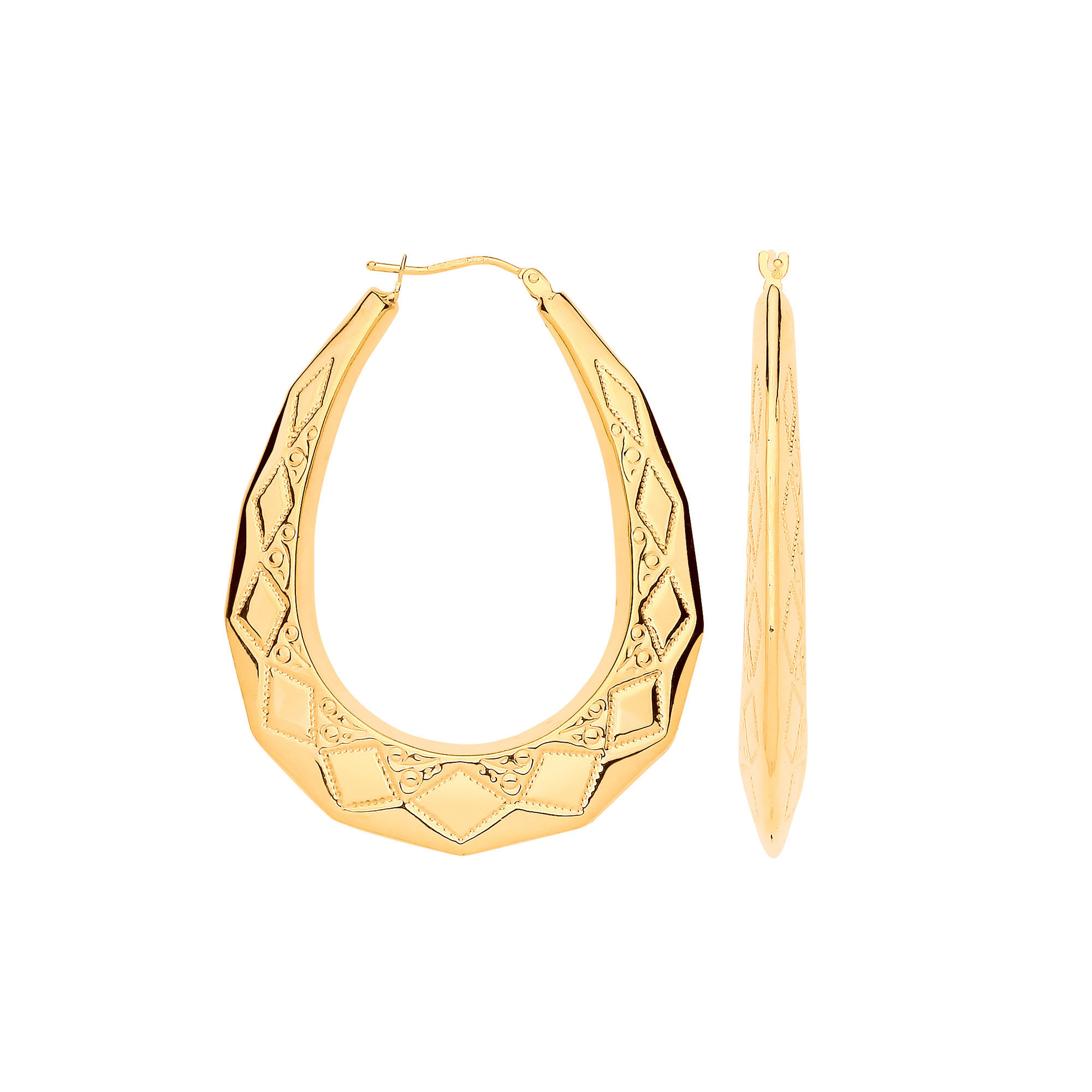 Yellow Gold D/C Oval 49mm Long Creoles