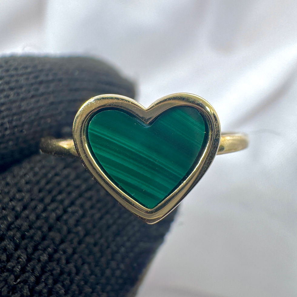 Thumbnail: 9ct Yellow Gold Green Heart Ladies Ring
