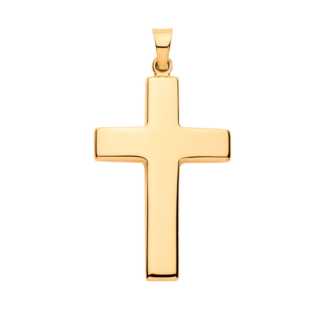 9ct Yellow Gold Medium Hollow Plain Cross