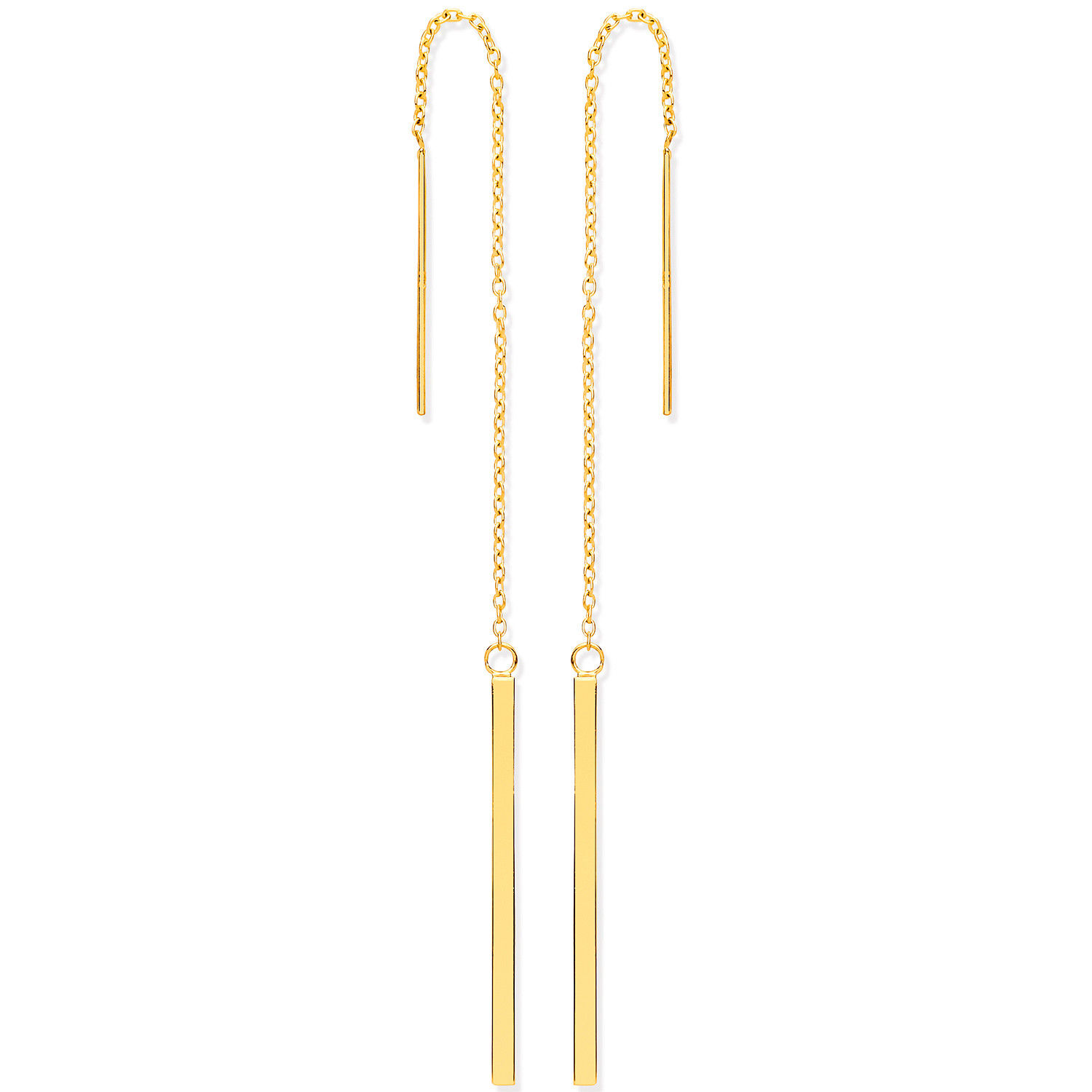 Yellow Gold Chain Drop Threader Earrings