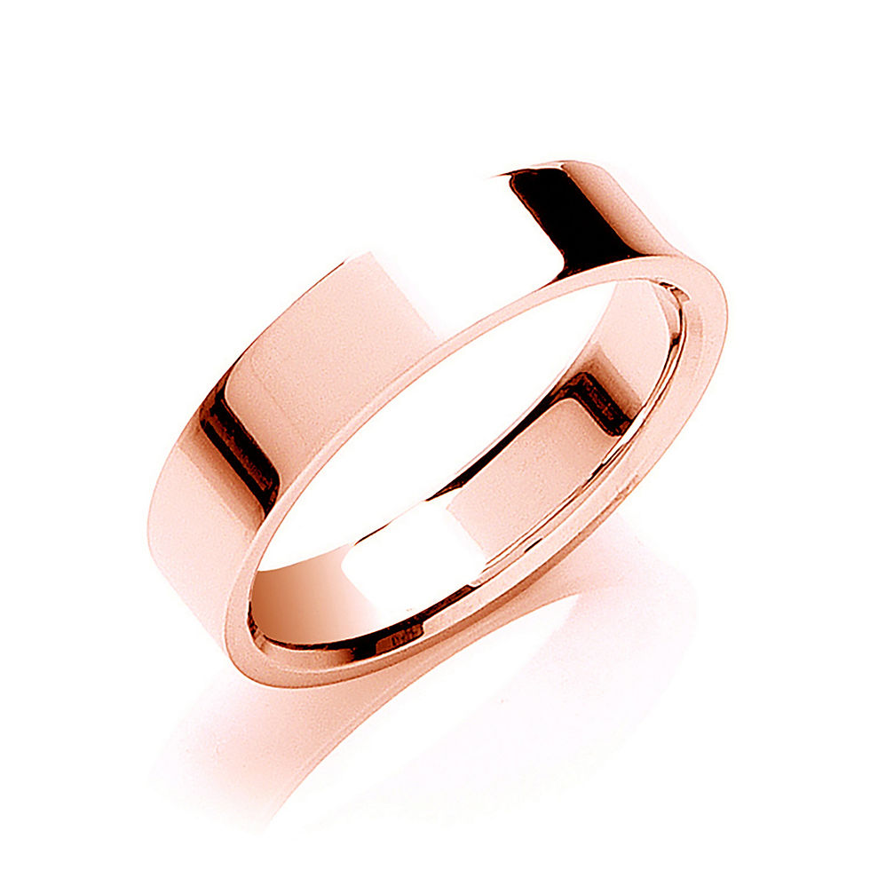 Thumbnail: 5mm Flat Court Shape Wedding Band 18ct Rose J