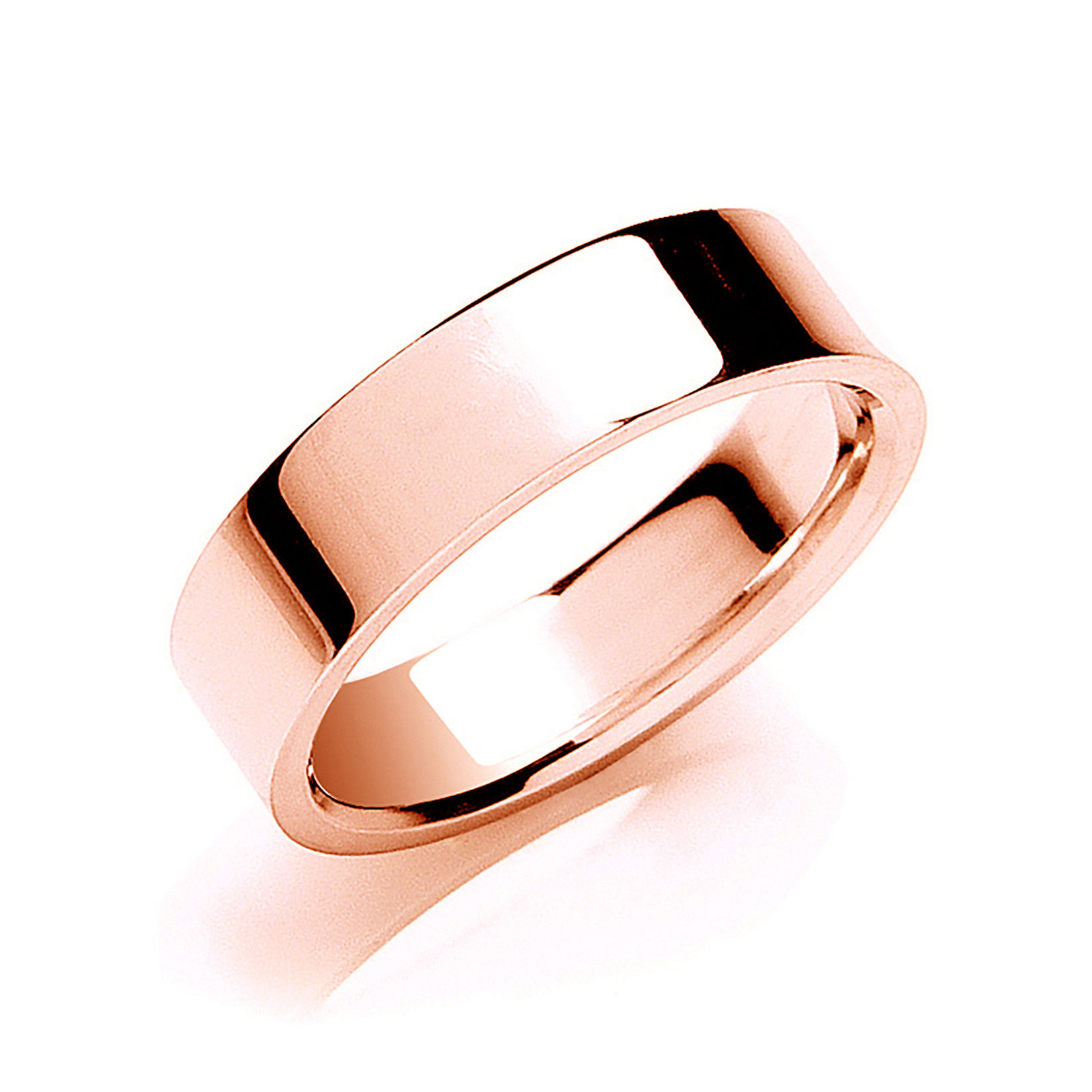 6mm Flat Court Shape Wedding Band 18ct Rose J
