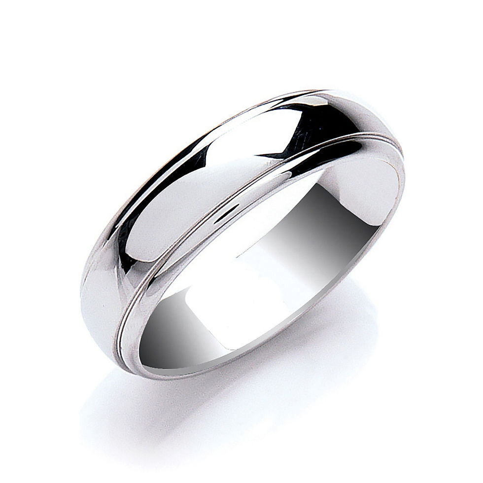 Thumbnail: 6mm Court Track Edge Wedding Band
