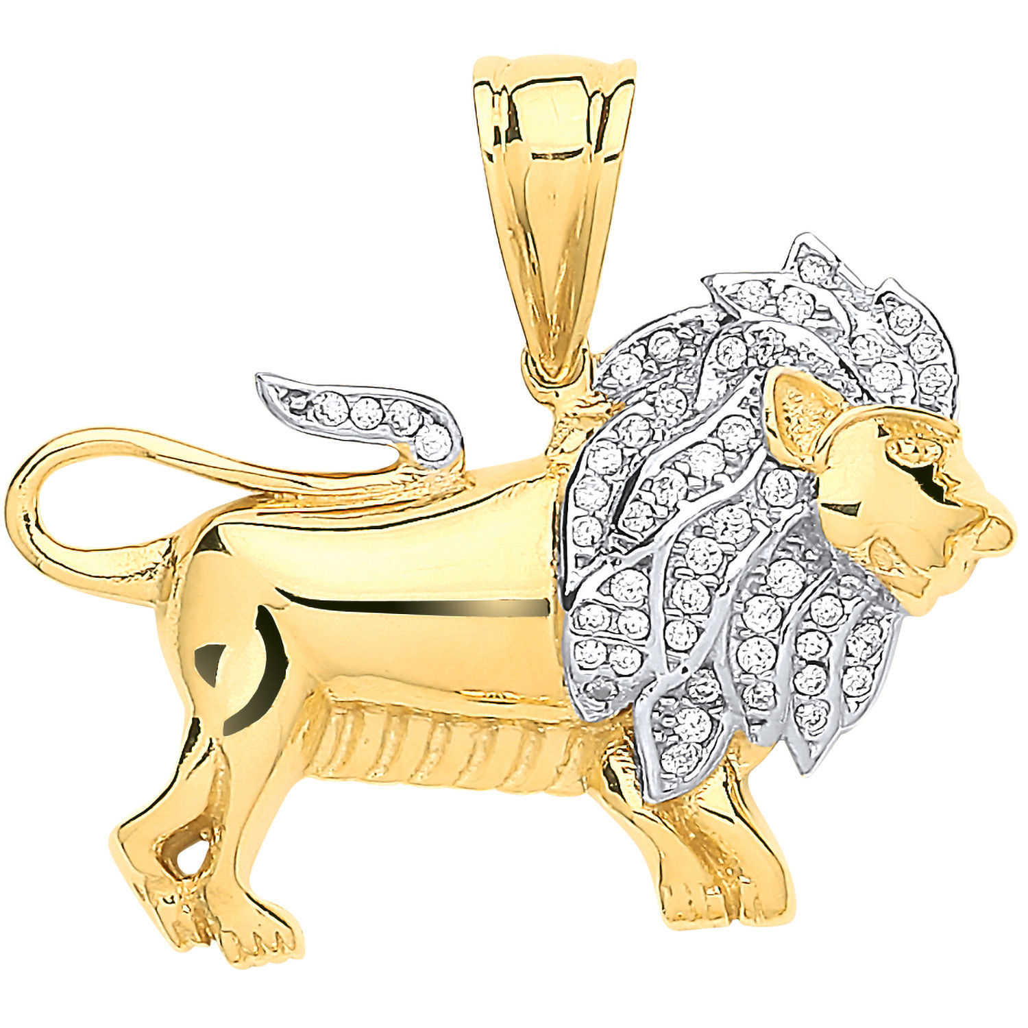 Yellow Gold Cz Lion Pendant