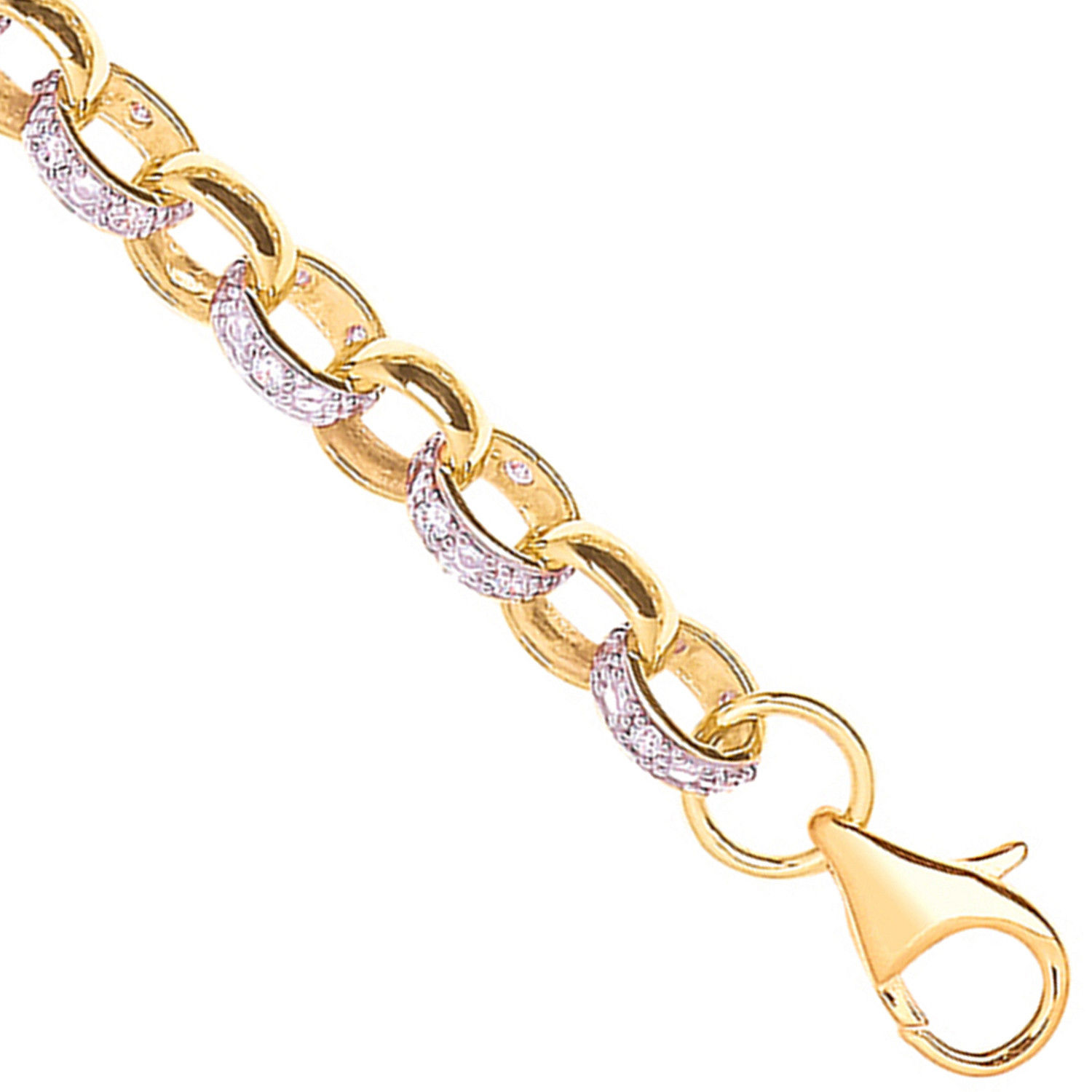 Yellow Gold 8.0mm Plain & Cz Belcher 8.3mm Chain