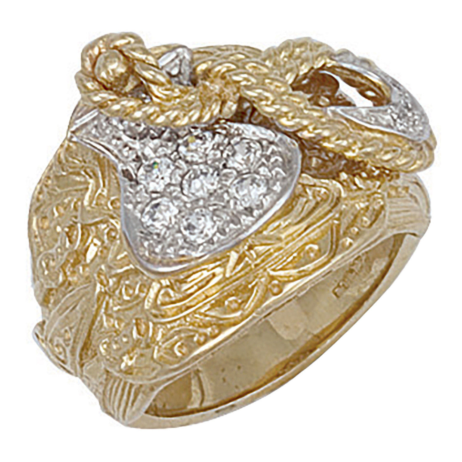 Yellow Gold Cz Saddle Ring R