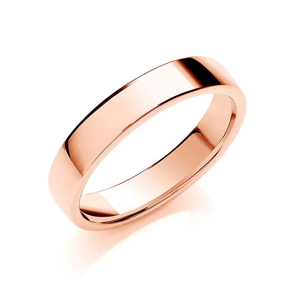 Thumbnail: 4mm Soft Court Shape Wedding Band 18ct Rose J