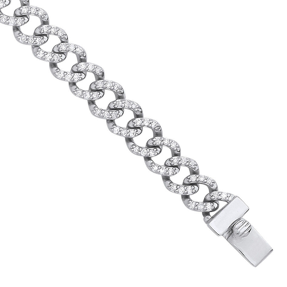 9ct White Gold 1.00ctw Gents Bracelet