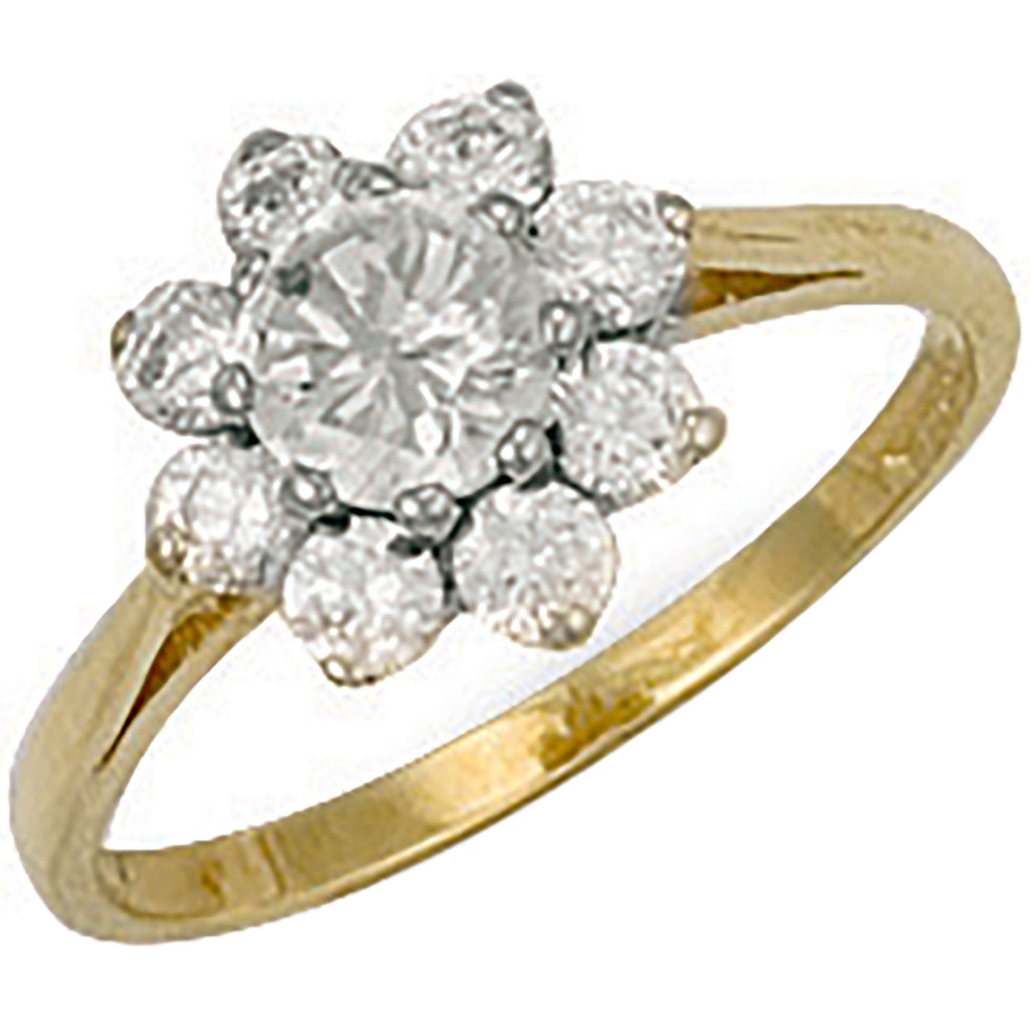 Yellow Gold Cz Cluster Ring