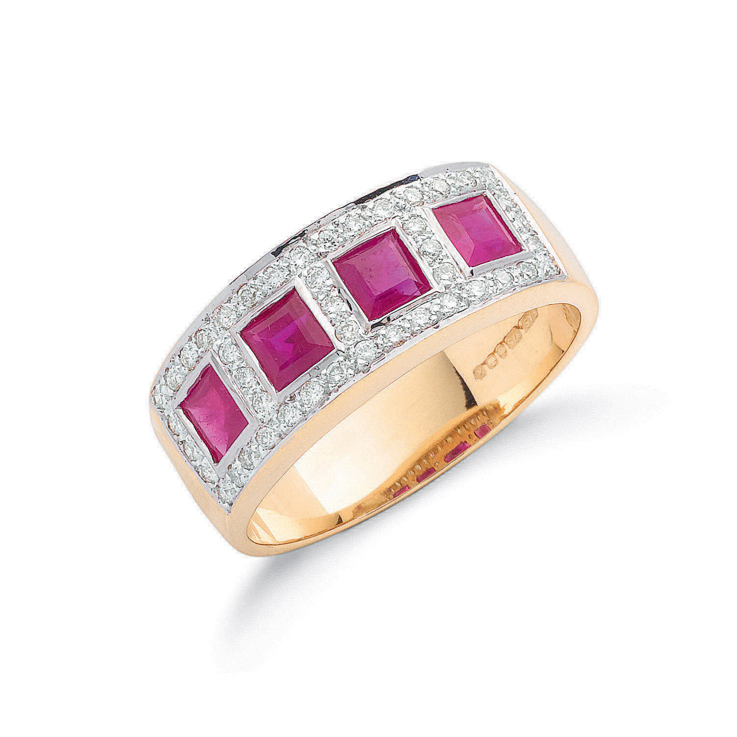 9ct Yellow Gold 0.22ctw Diamond & 0.65ctw Ruby Eternity Ring