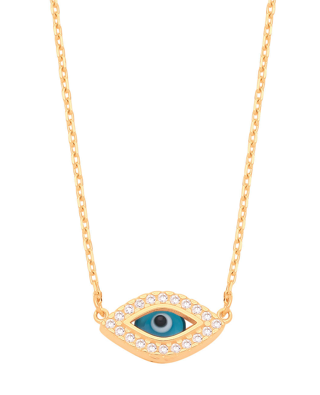 Yellow Gold Evil Eye 17" Necklace