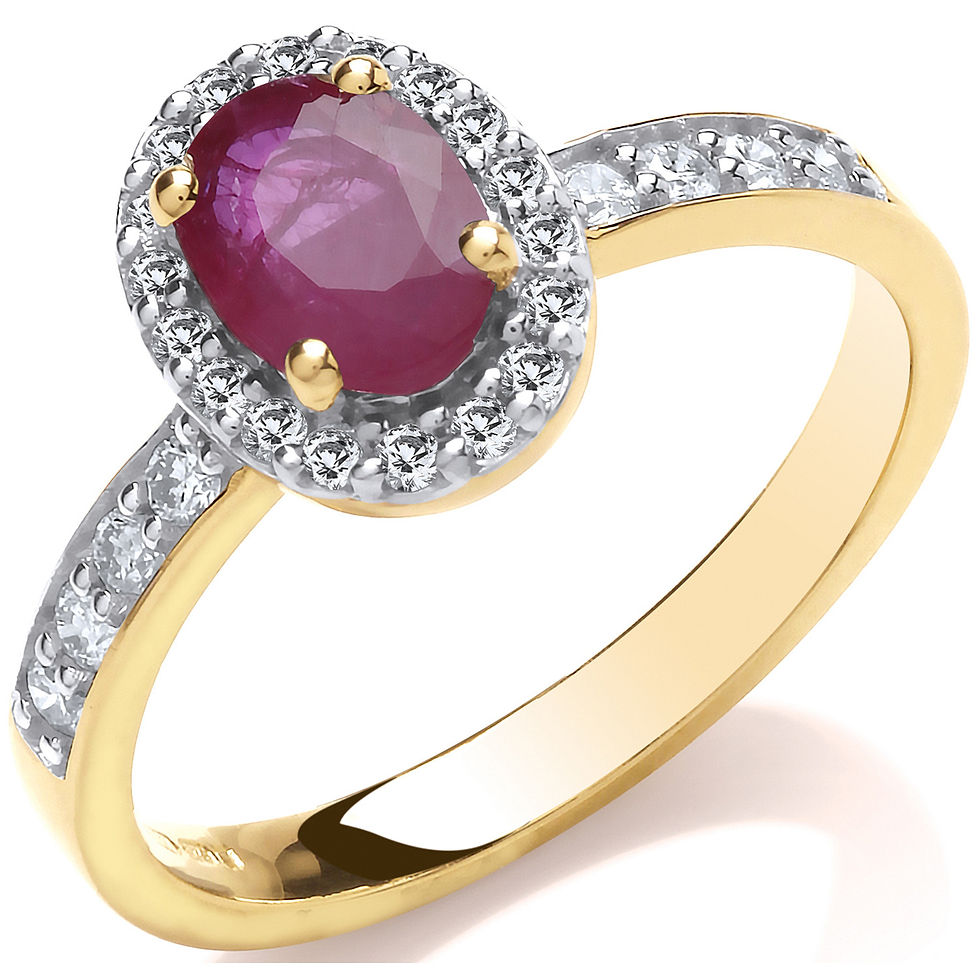 Thumbnail: 9ct 0.30ct Diamond & Oval Ruby yellow Gold Ring