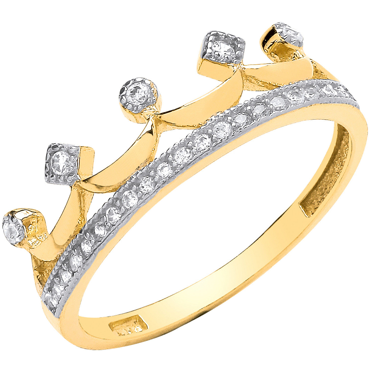 Yellow Gold Crown Cz Ring