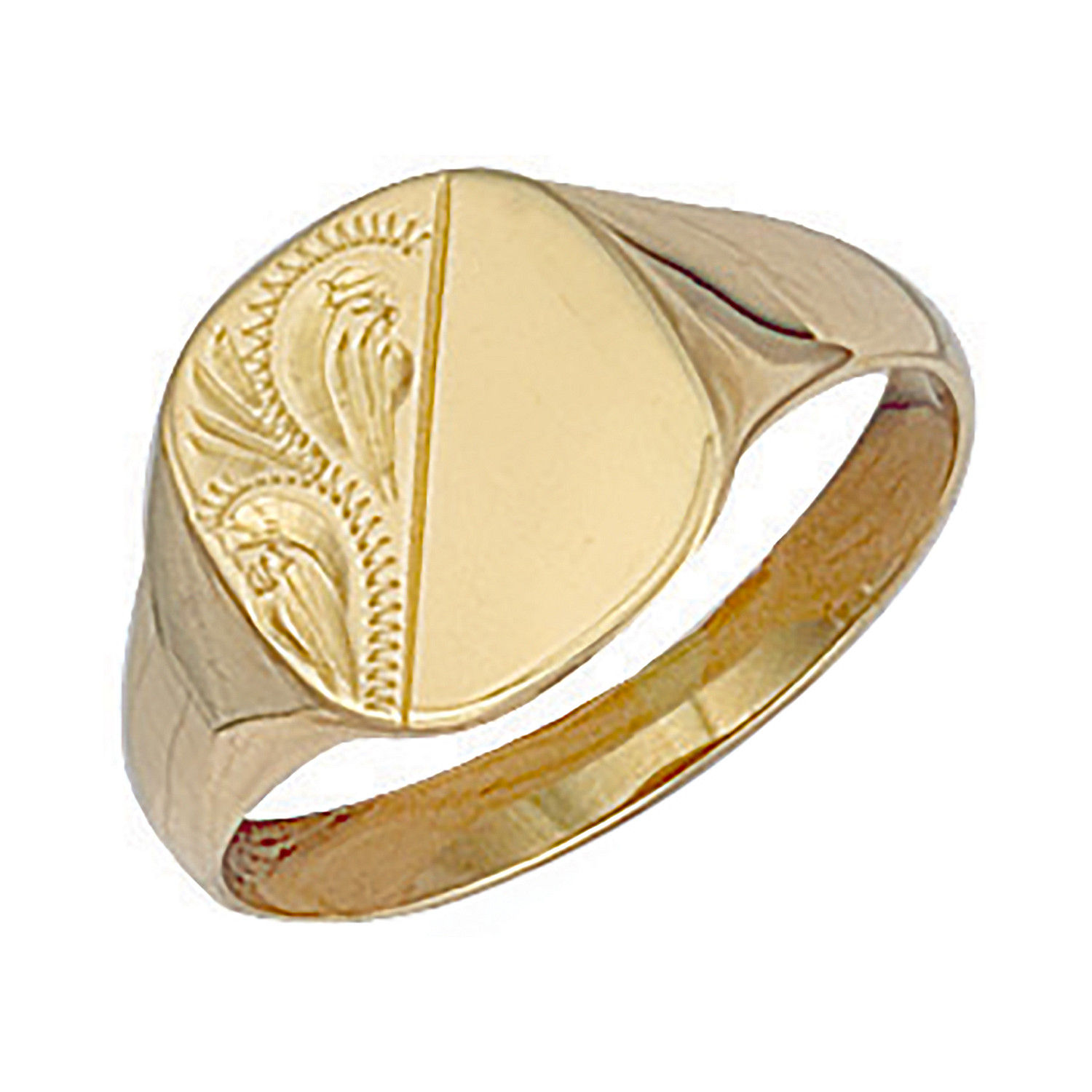 Yellow Gold Cushion Engraved Signet Ring S