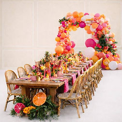Vibrant Pop bright balloon arch and colourful tablescape for birthday celebration in the GTA and York Region