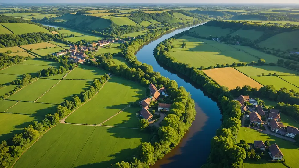 High angle view of a peaceful Rivervale landscape