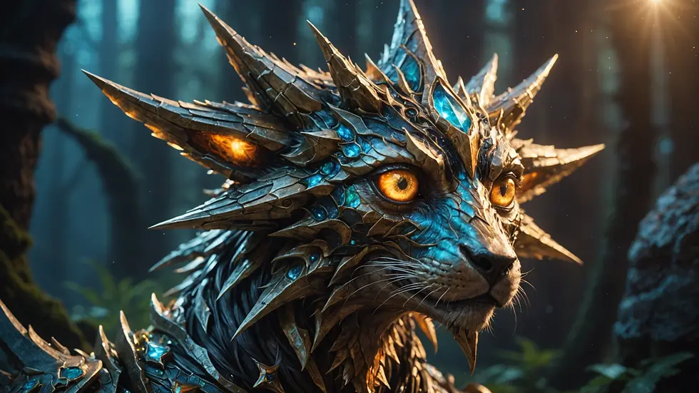 Close-up view of a luminous star creature depicted in fantasy art